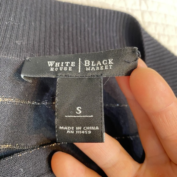 White House Black Market Women's Knit Sweater Dress Small Metallic Stripe - Picture 7 of 14